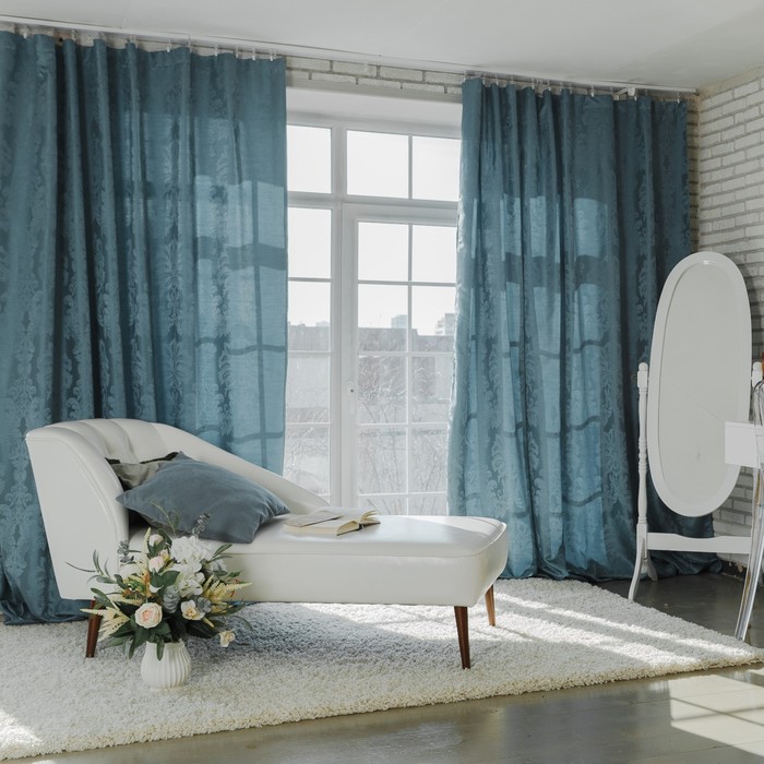 Штора портьерная Этель 130х280 см, «Дамаск» TEAL