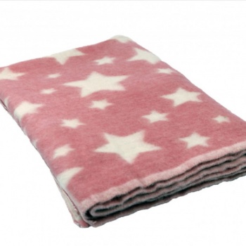 Одеяло Полушерстяное Звезды розовый 40% шерсть, 47%Пан, 13%хлопок