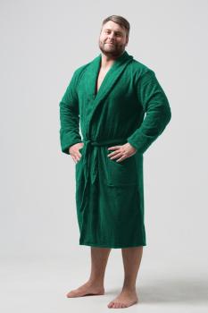 Мужской классический махровый халат с шалькой (Зеленый)